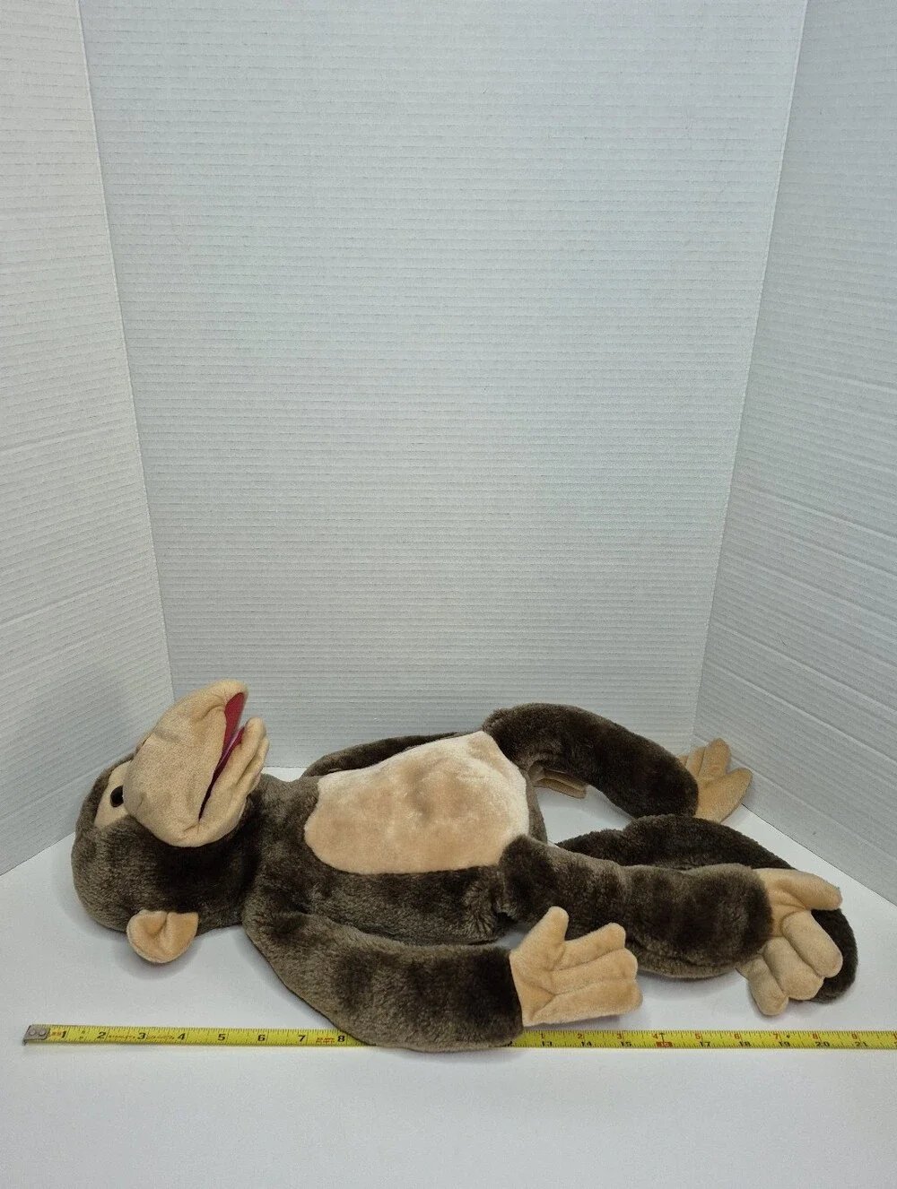 Monkey Stuffed Animal Puppet with Zipper Pouch